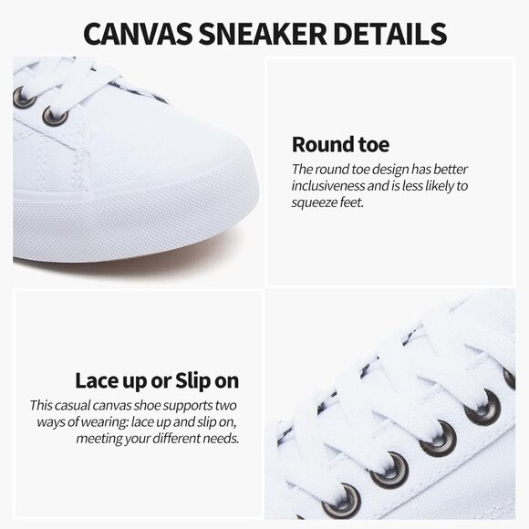 Womens Canvas Tennis Shoes Low Top Casual Sneakers Rubber Sole Comfort - Picture 4 of 9